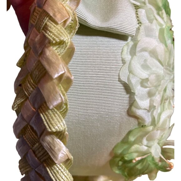 Ladies Green Floral Vintage Breton Style Hat Wide Ribbon Accent Union Made - Picture 14 of 14